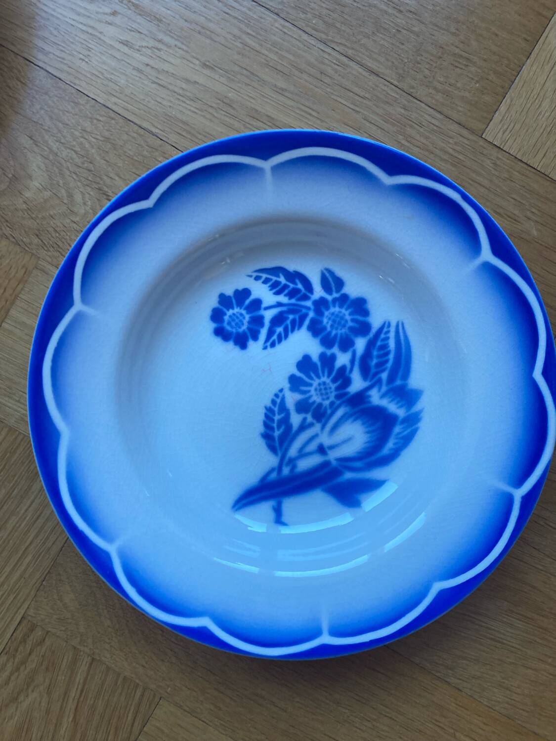 Deep plates André Sarreguemines Digoin blue flowers