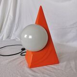 Ceramic pyramid lamp, opaline sphere, postmodern, 1970.
