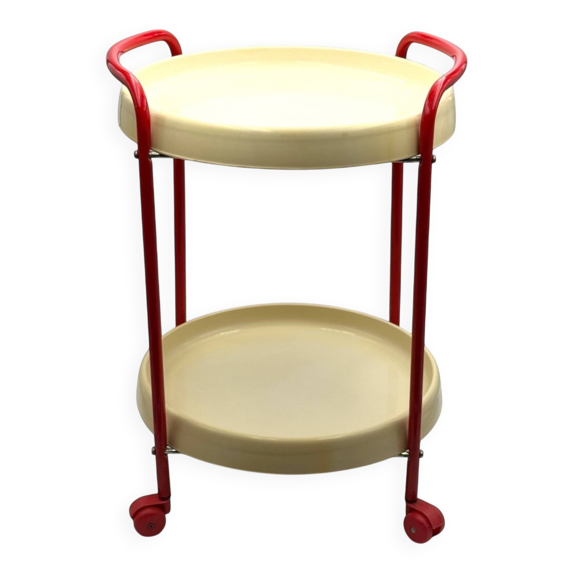 Vintage 1960s Red and Beige Bar Cart