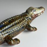 Vintage ceramic crocodile sculpture from Bassano, Italy, 1980s.