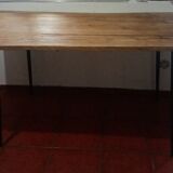 Table workshop footing vintage steel tray planks wood planks