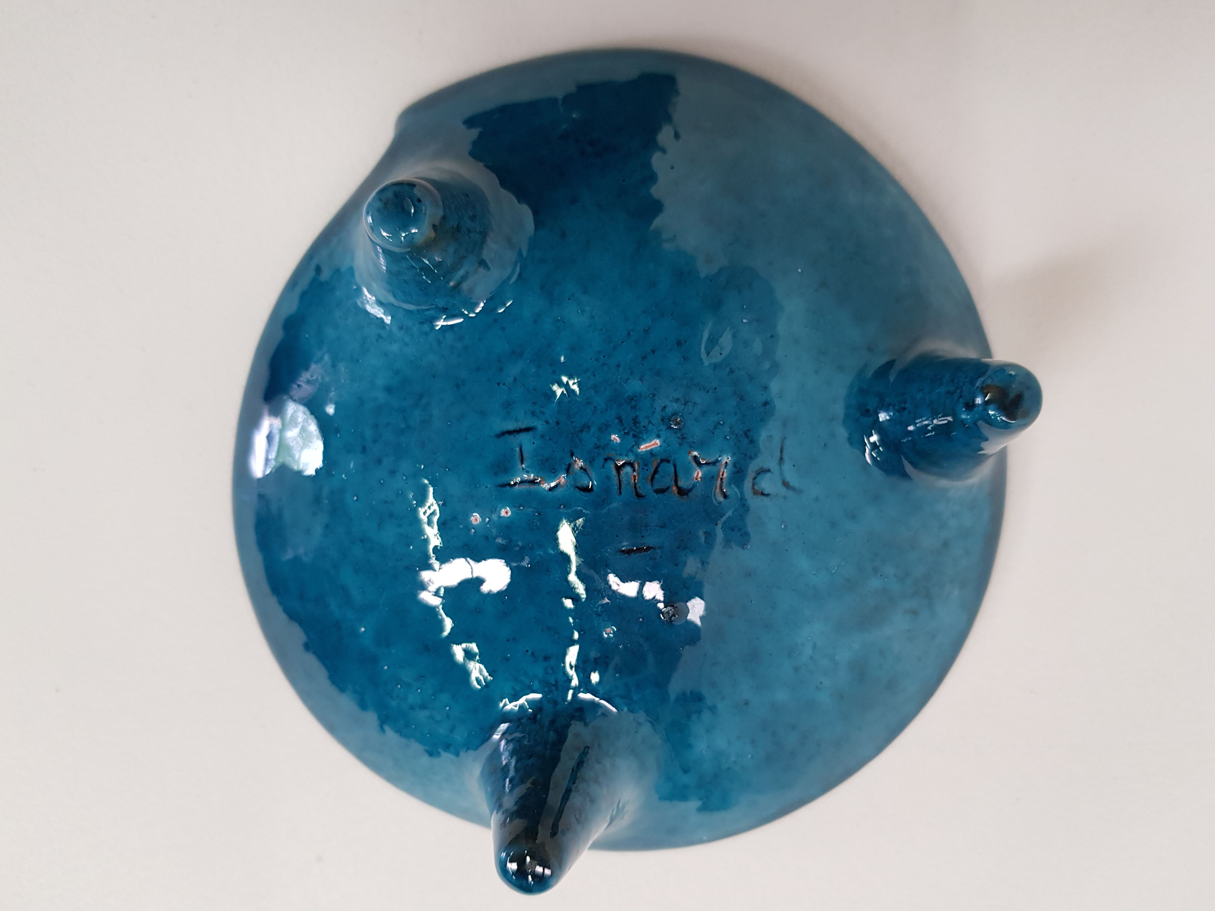 Tripod Bowl ceramic signed Isnard