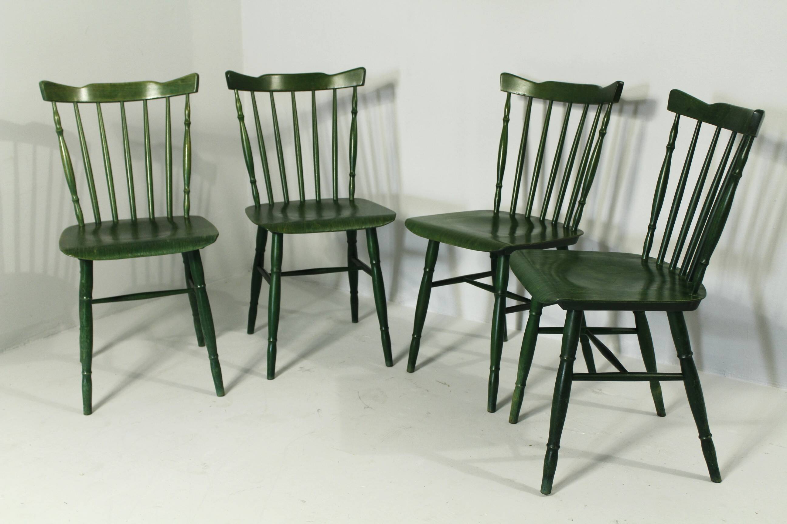 Chaises Green Ton des années 1980, lot de 4