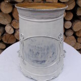 Seau pot de fleurs fer blanc vintage