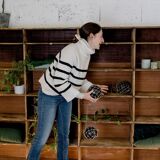 Factory locker cabinet, wood and green
