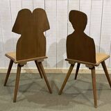 Pair of Alsatian oak chairs from the early 20th century