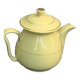 Teapot, yellow earthenware coffee maker and vintage gold edging