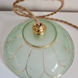 Art Deco gold green hanging lamp