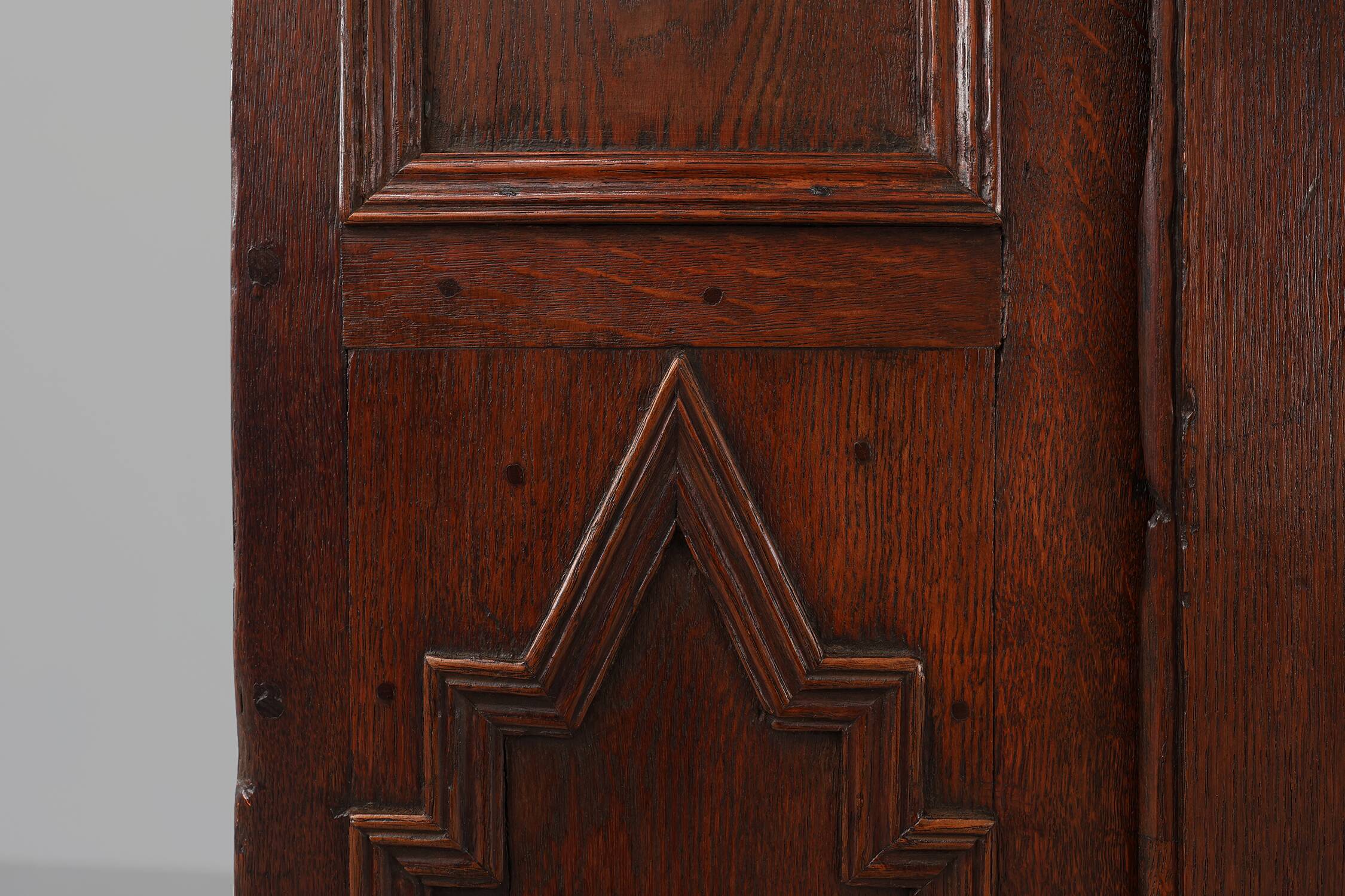 French 16th Century Antique oak hand carved wardrobe
