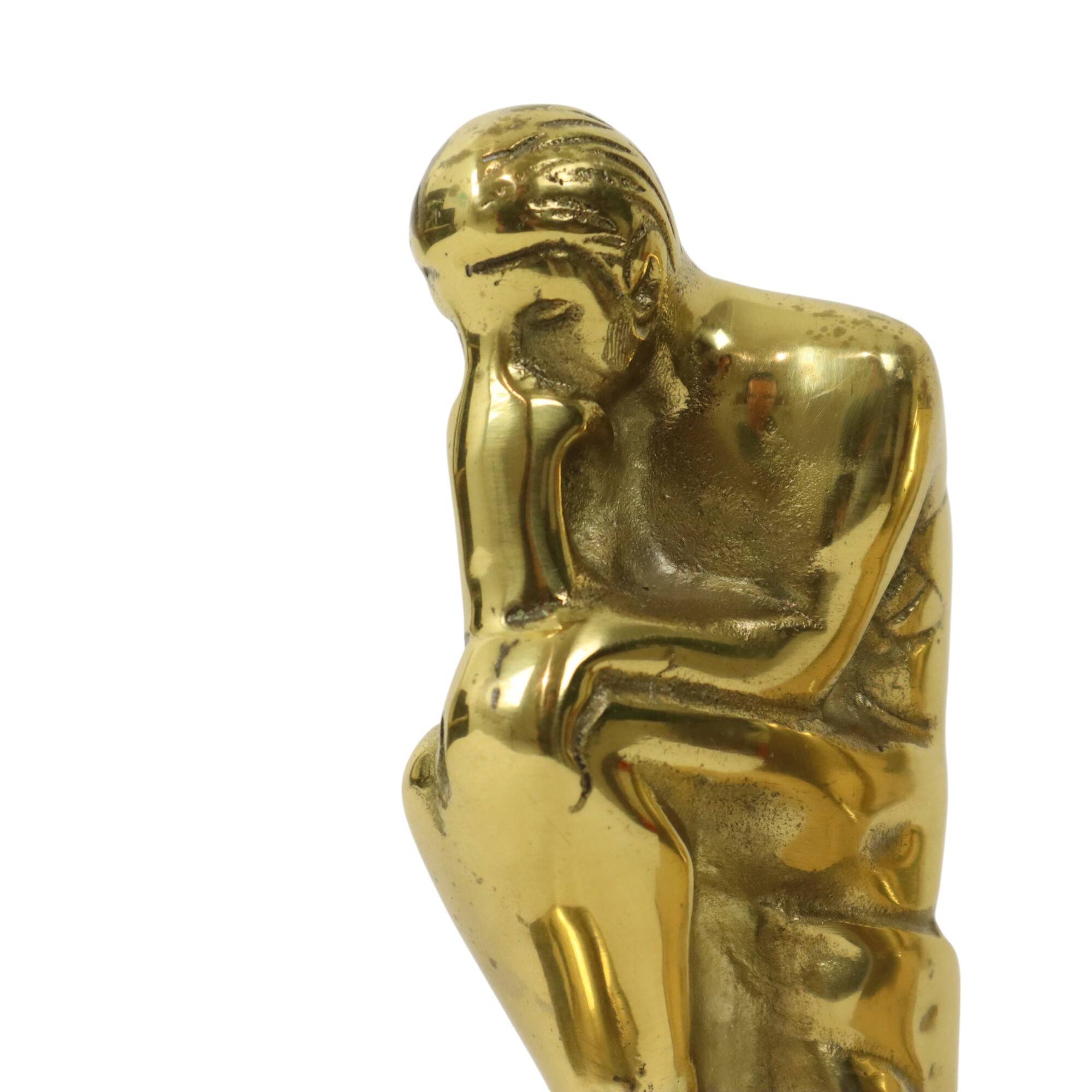 Serre-livres italiens en laiton "Le Penseur" Rodin Regina