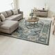 Bohemian Chic Rug in Petrol Blue and Beige with Abstract Patterns
