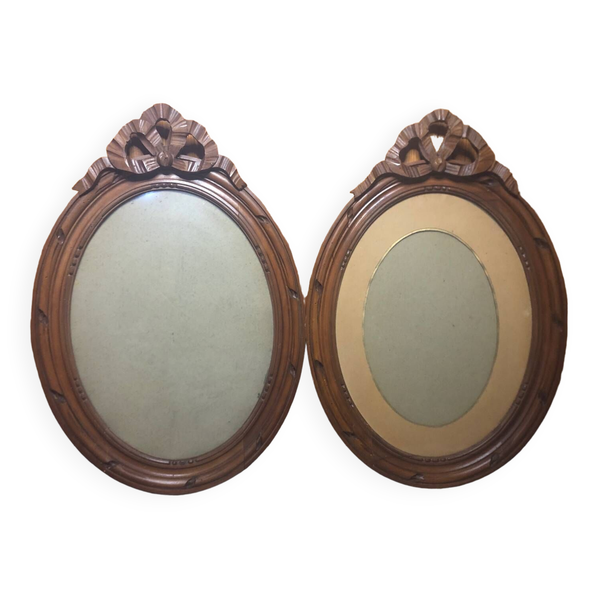 Old carved wooden medallion frame