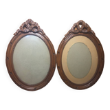 Old carved wooden medallion frame