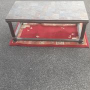 Table basse plateau carreau pierre nature pieds acier art deco