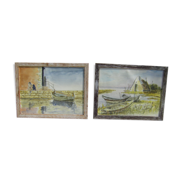 Pair of watercolors