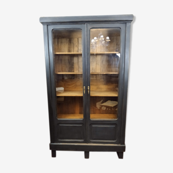 Black glass bookcase