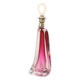 Lampe de table violet rose en cristal Val Saint Lambert Swirl années 60