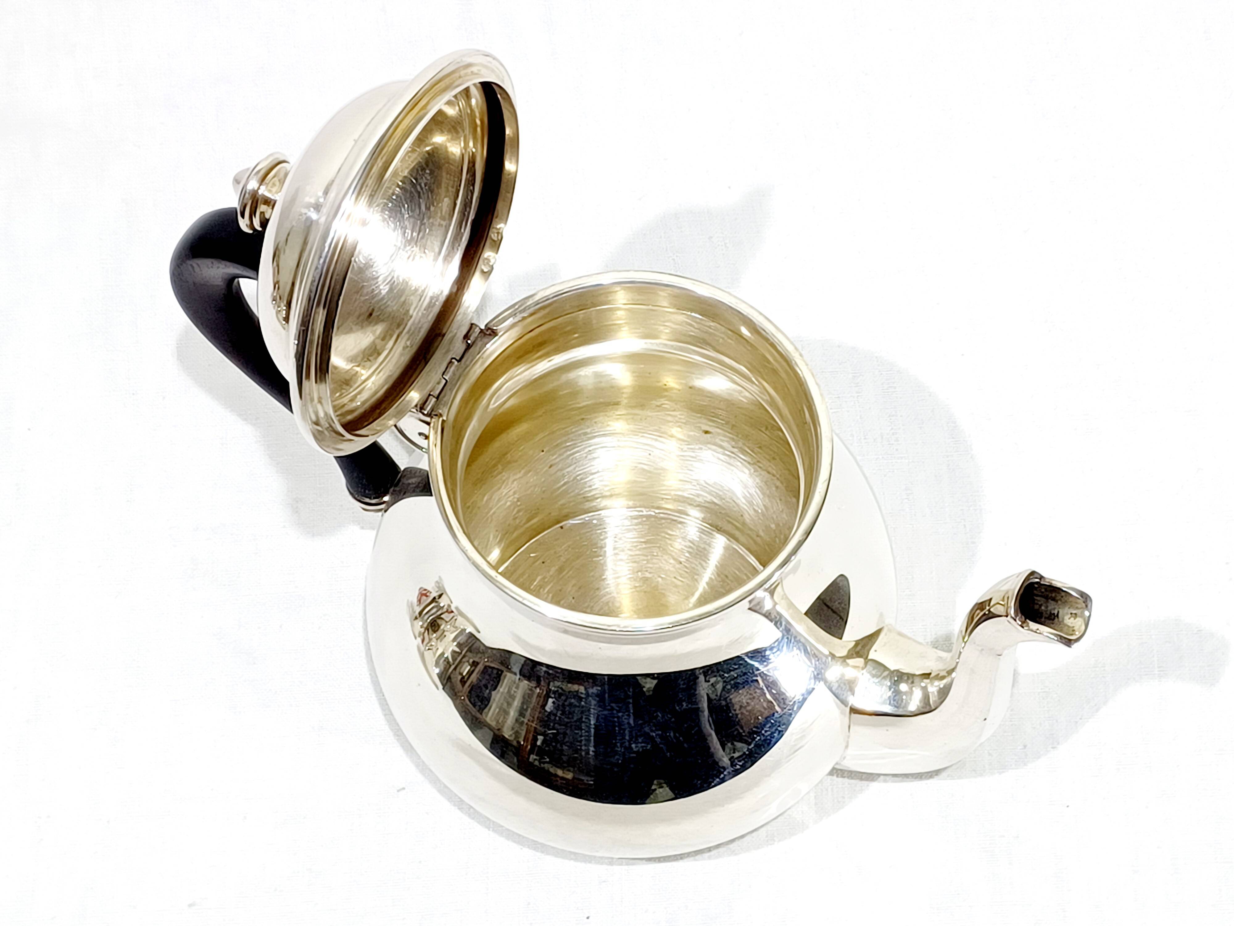 3-piece silver and ebony tea set