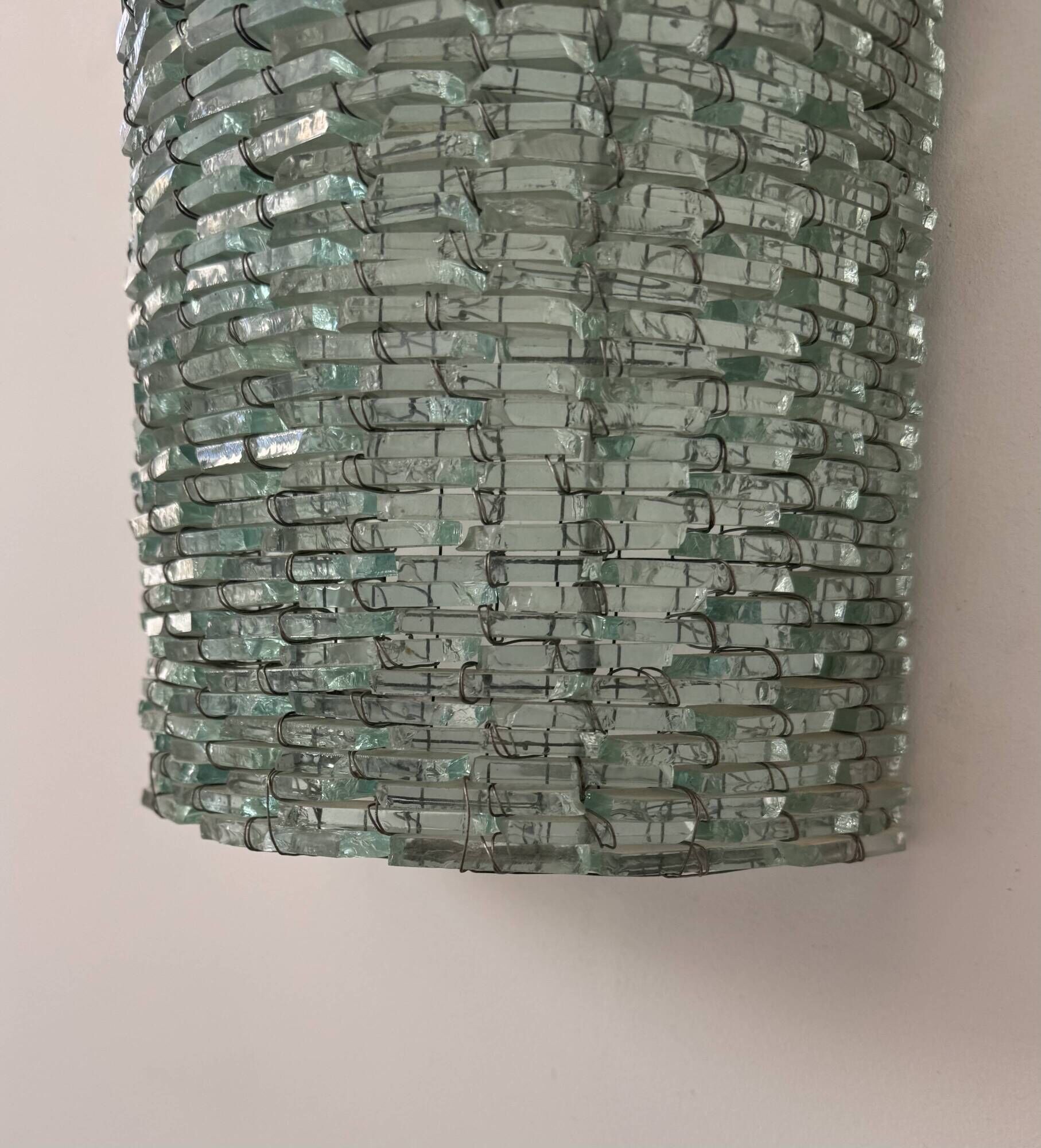 Vintage XL glass and metal wall light, France 1960