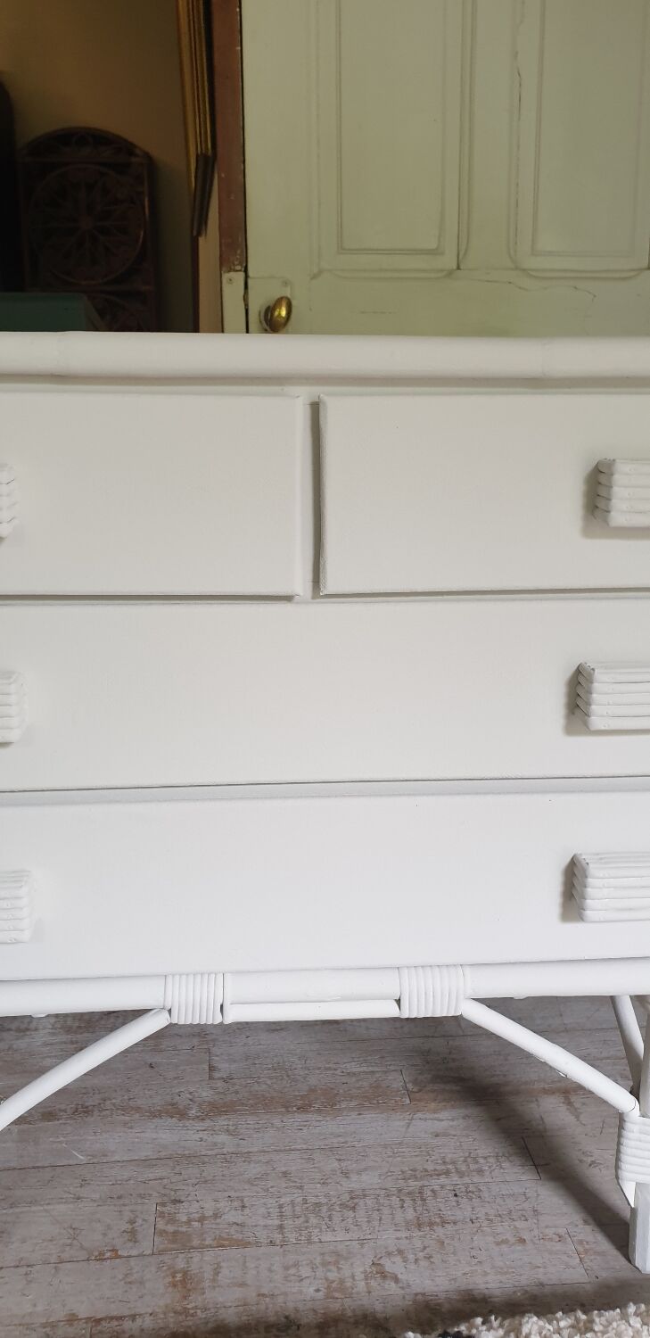 Rattan and bamboo chest of drawers