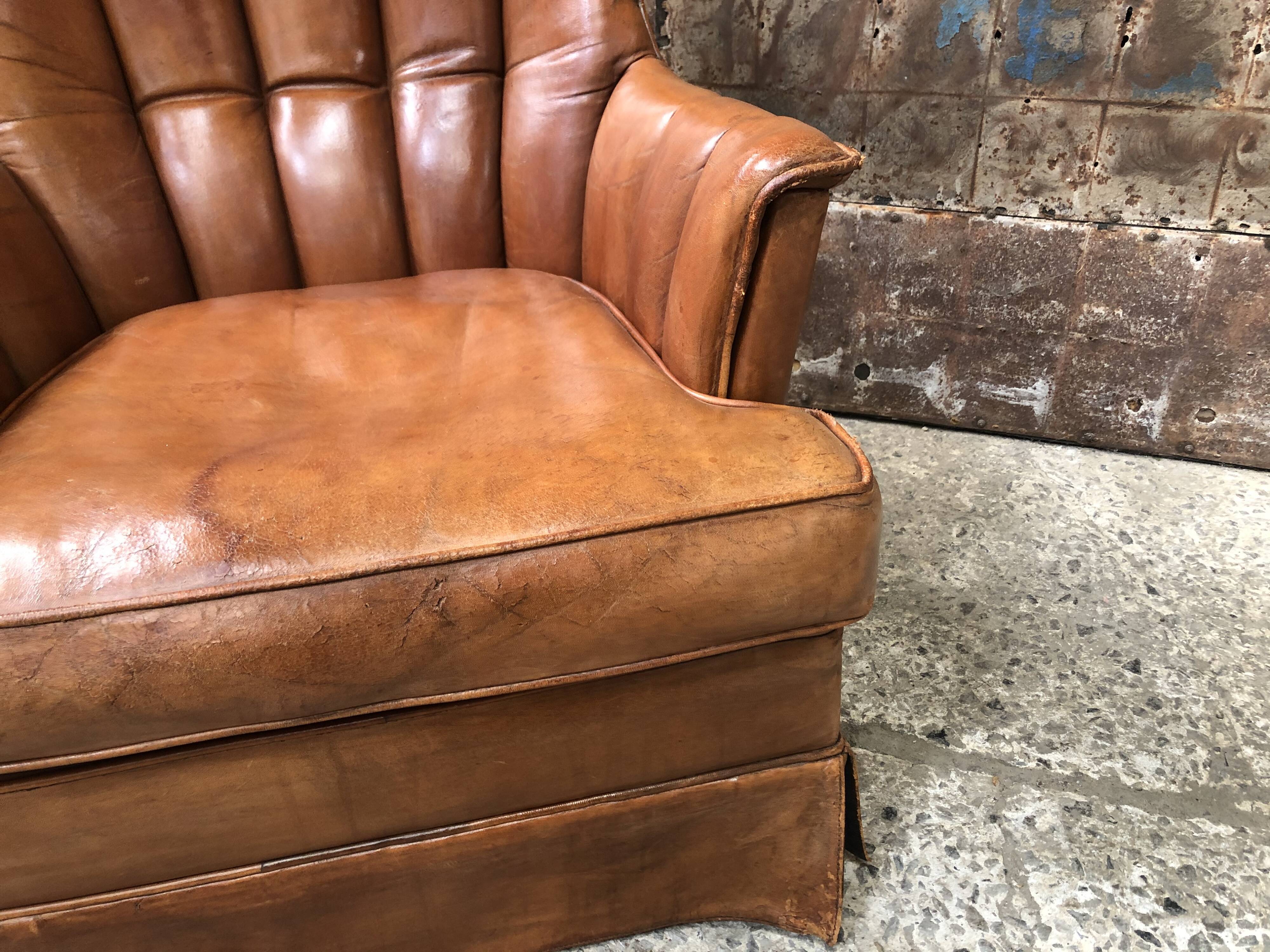 Leather club armchair