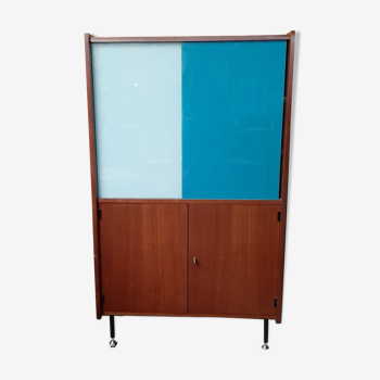 Buffet meuble armoire bois verre couleurs années 50