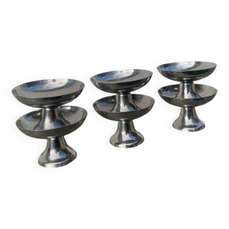 6 stainless steel cups 1970