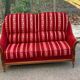 Louis XV 2-seater canapé B. Marly France 1950 solid wood burgundy velvet