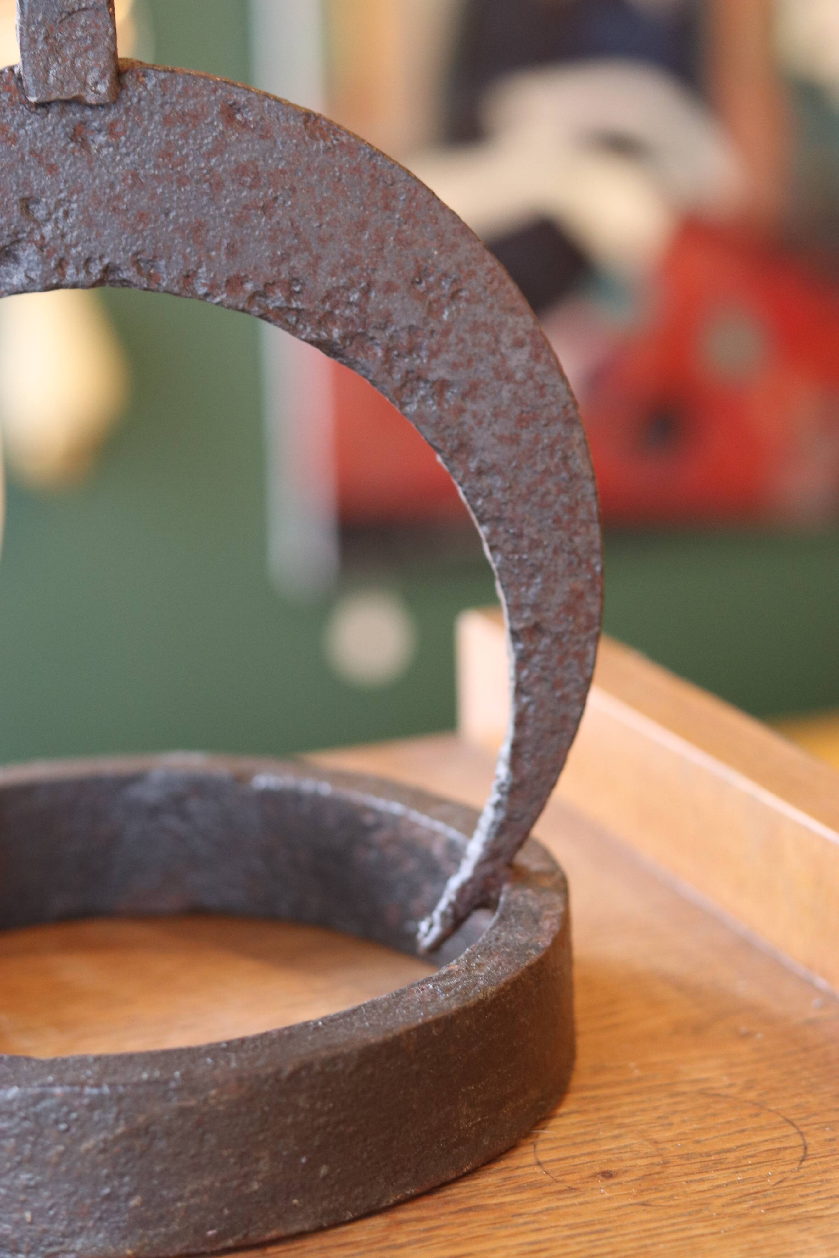 Brutalist style wrought iron lamp base, 1960