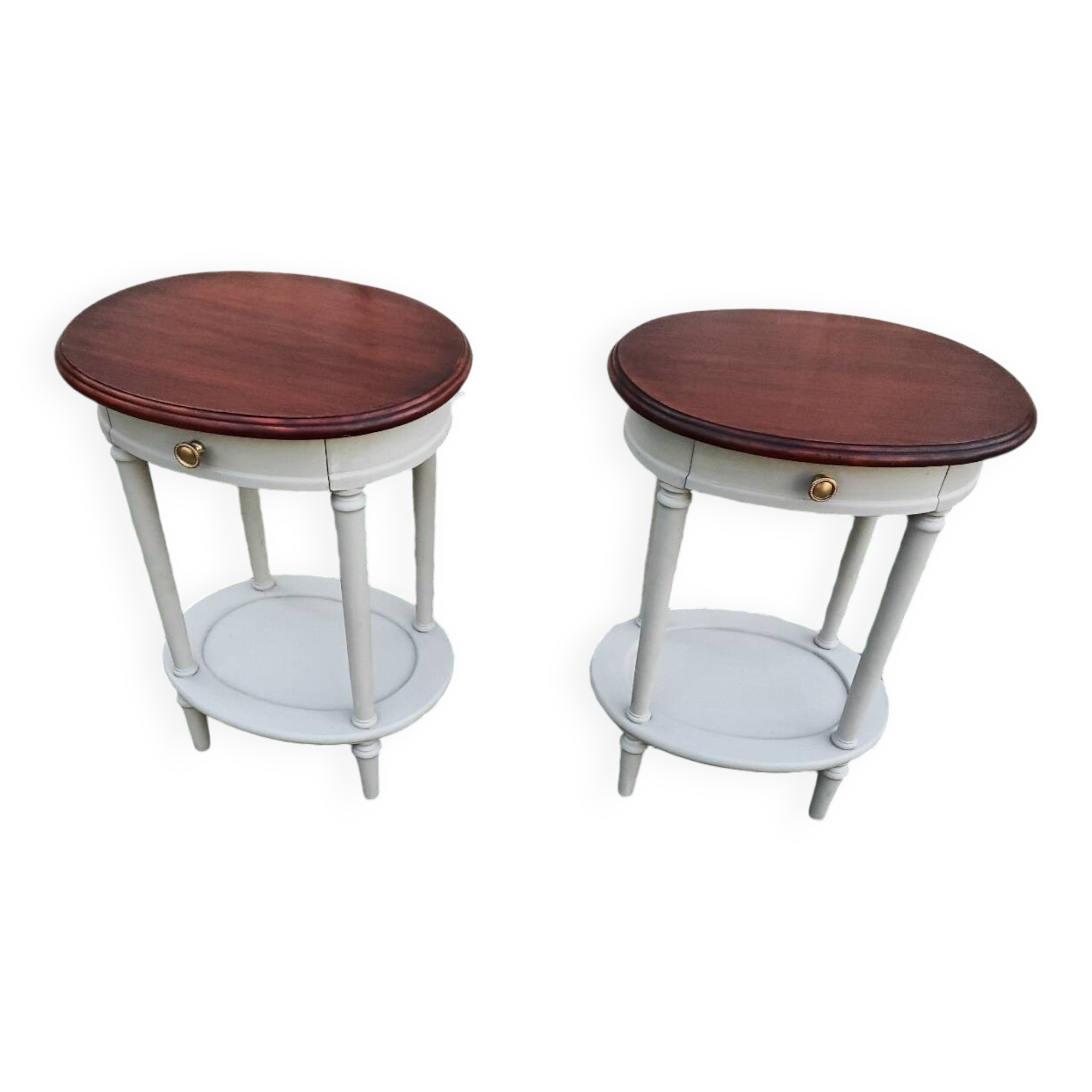 Pair of oval bedside tables