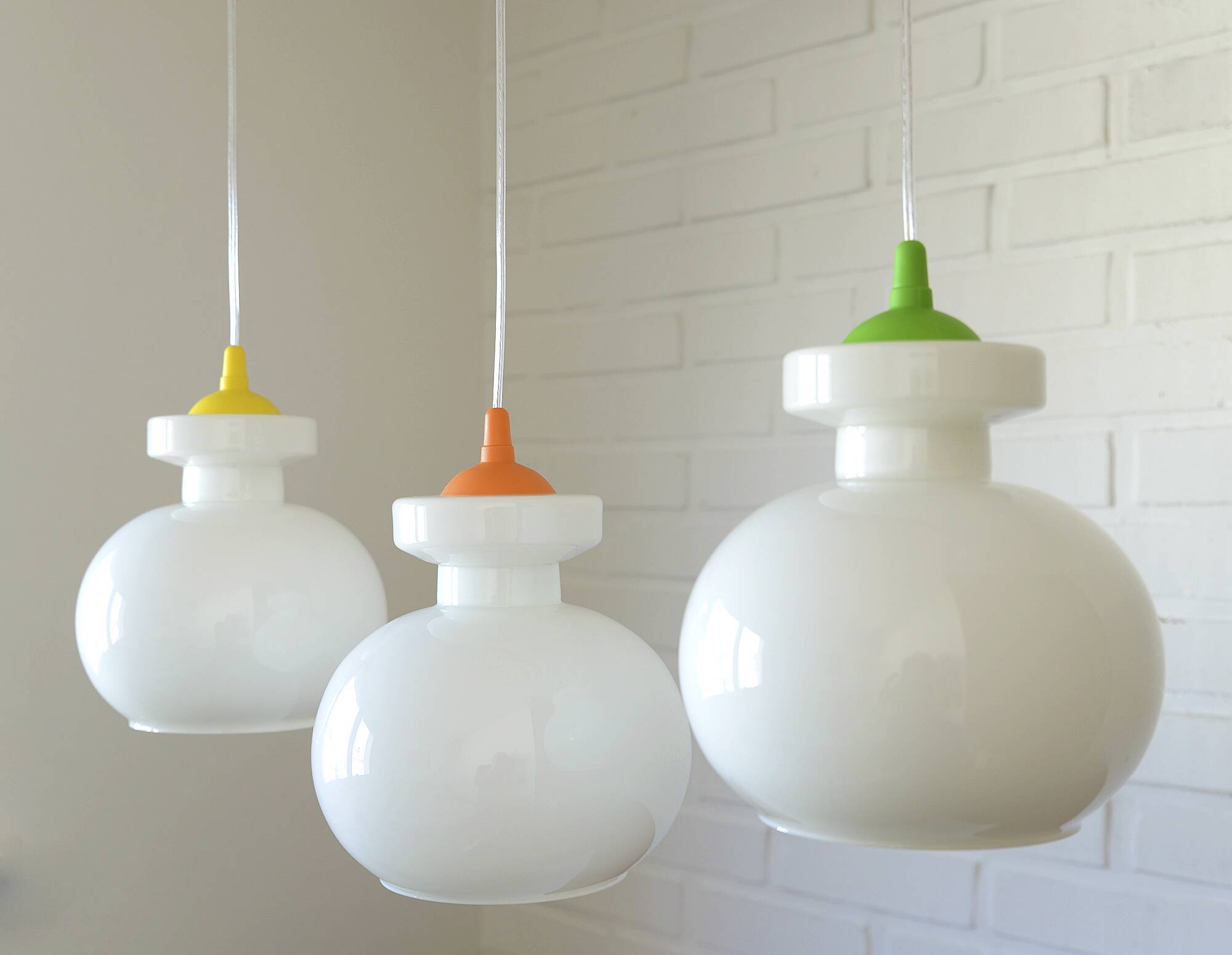 Set of 3 vintage Pop Art pendant lights 1970 Retro hanging bar lamps