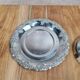 Vintage cobalt sugar bowl & chrome metal – pear shape