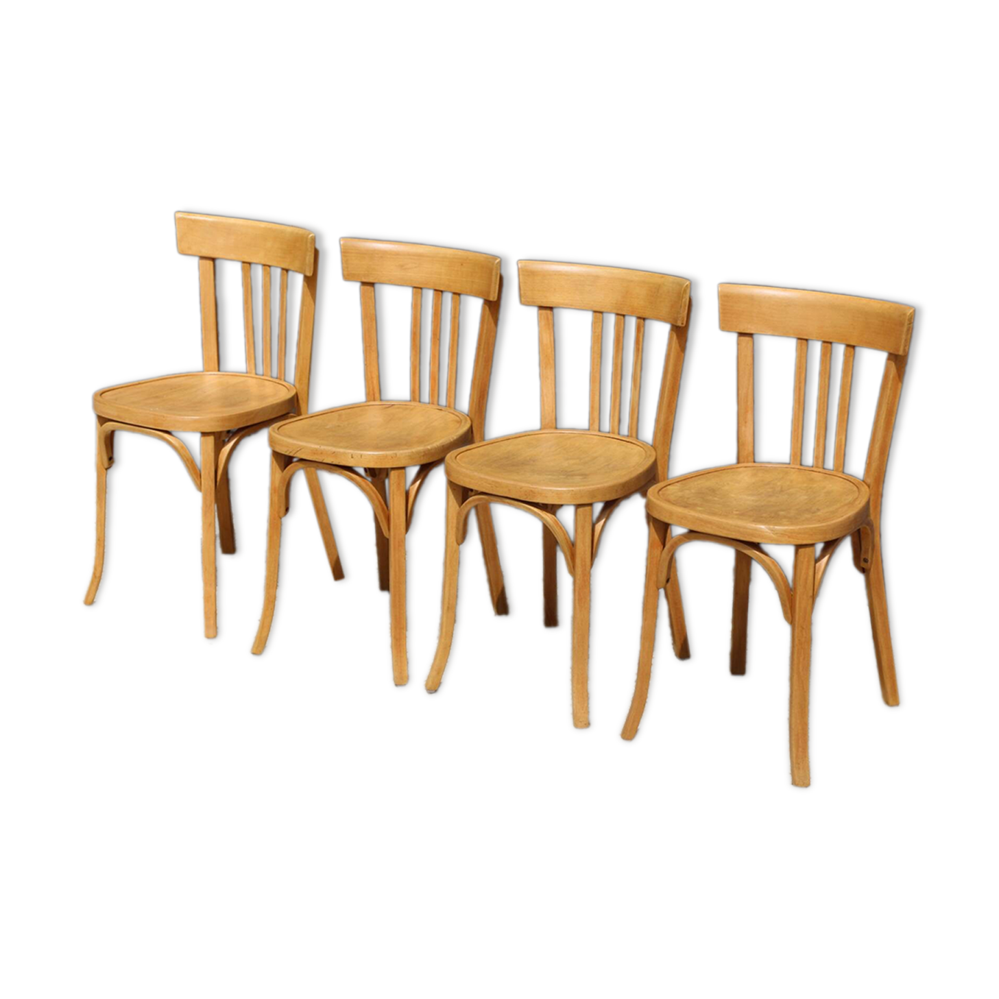 Set of 4 Baumann N°26 light beech chairs