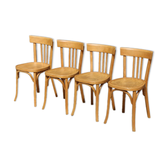Set of 4 Baumann N°26 light beech chairs