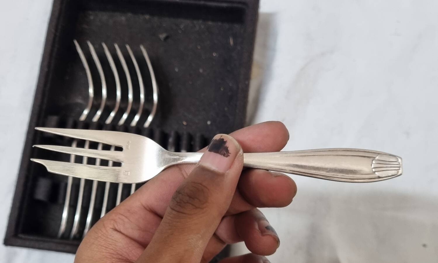 7 Apollo cake forks, Art Deco