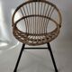 Fauteuil enfant rotin et métal années 60