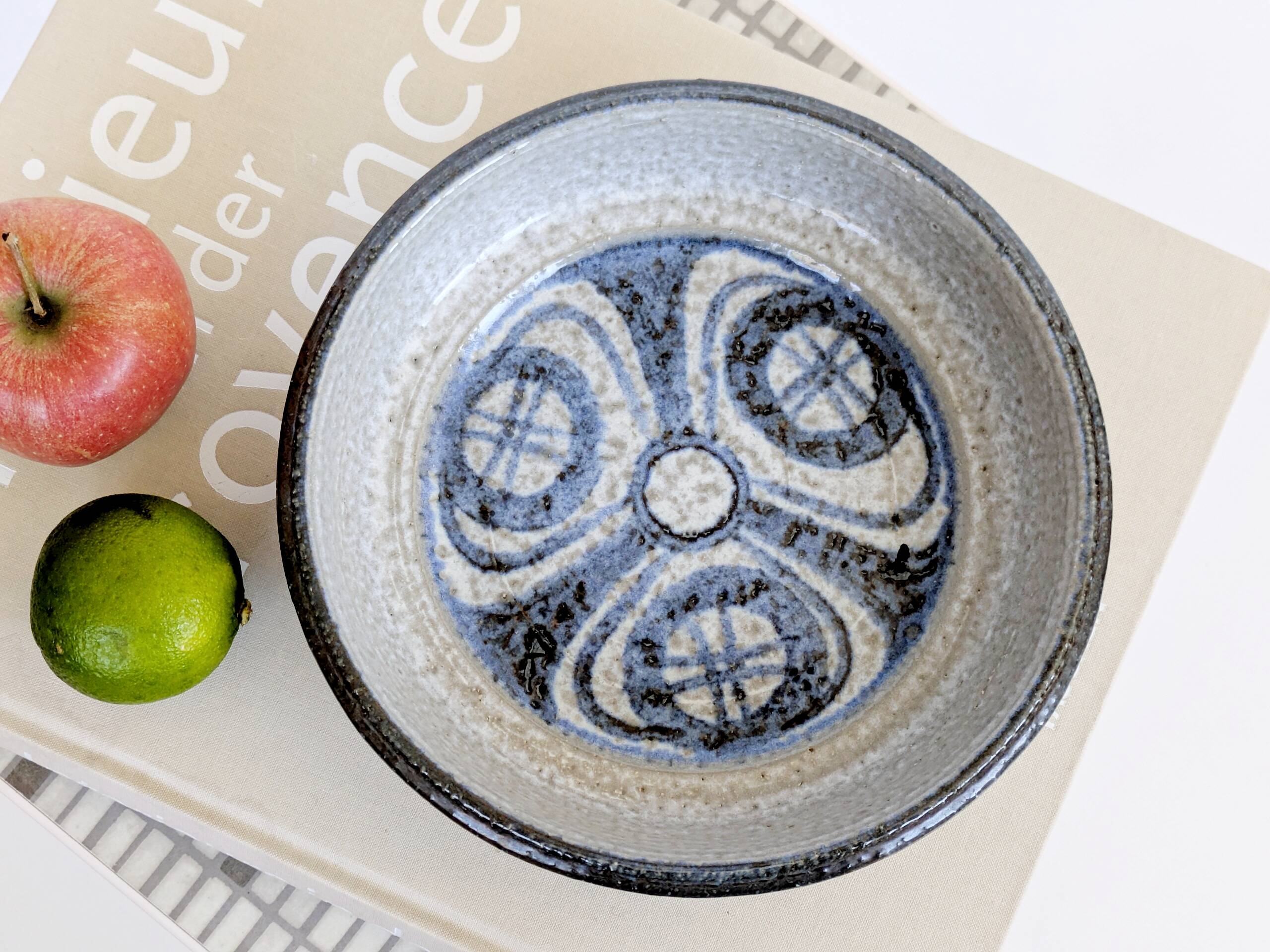 Vintage Søholm Denmark blue stoneware ceramic mid-century bowl