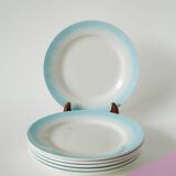 Set of 5 Tie & Dye Blue dessert plates, 1960
