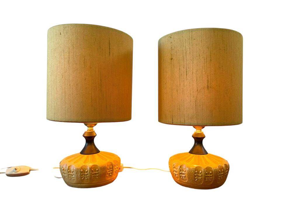 Set of 2 vintage ceramic table lamps / floor lamps