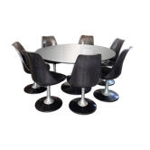 Ensemble table et six chaises Chromcraft space age années 70
