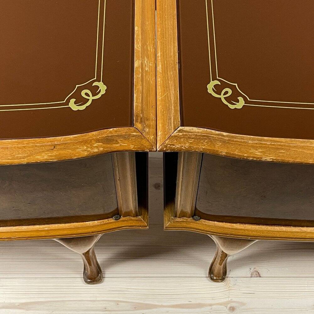 Vintage wooden bedside tables, Italy, 1950s, set of 2