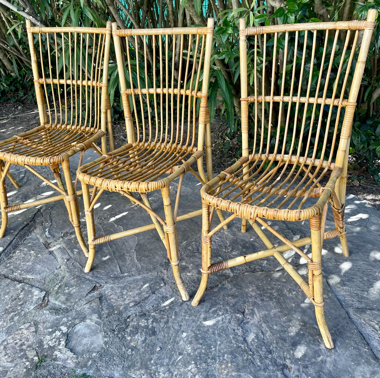 Set of four rattan chairs