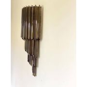 Set of Two Venetian Fumè "Quadriedro" Murano Glass Wall Sconces