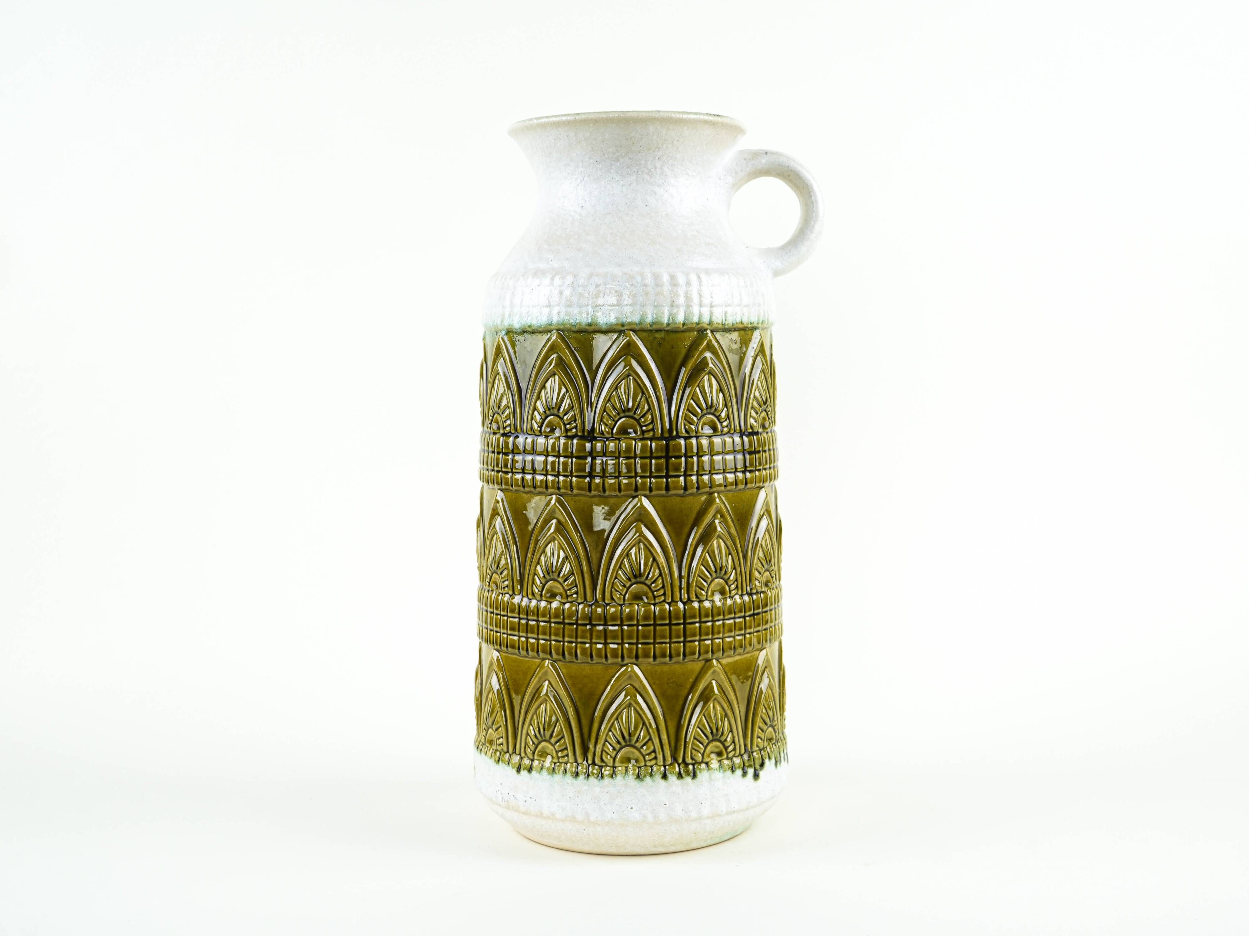 Ceramic floor vase with relief pattern, West Germany, 1970s
