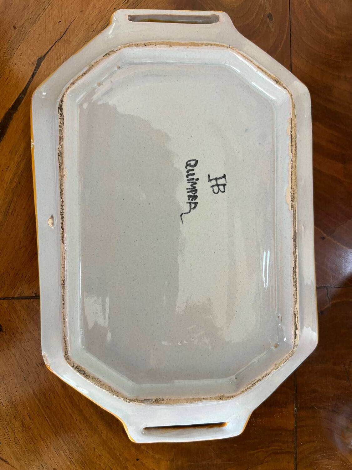 Set of tray and six cream pots HB Quimper