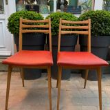 Chaises pieds compas skaï 1960