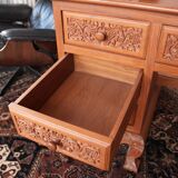 Vintage Vanity Desk, unique hand carved, Chiang Mai teak wood