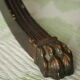 Lyre leg stool with storage, lion paw feet, English style.