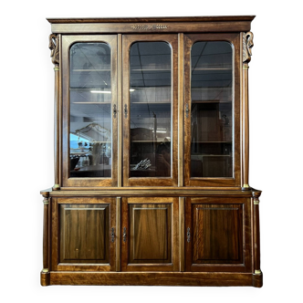 Empire style swan neck bookcase in mahogany / mid 20th century