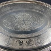 Very large silver metal serving tray christofle malmaison model